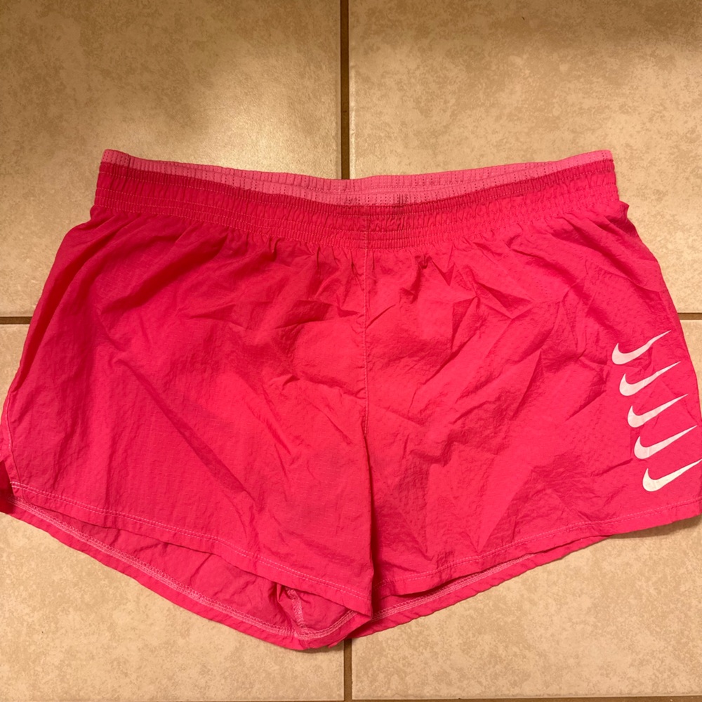 Nike, Hot Pink Shorts with 5 Logo Checks, Size Large